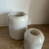 Set of vintage grey marble candle holders