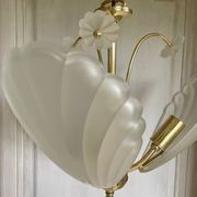 Frosted shell and gilded metal chandelier