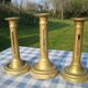 Set of 8 antique brass chandeliers