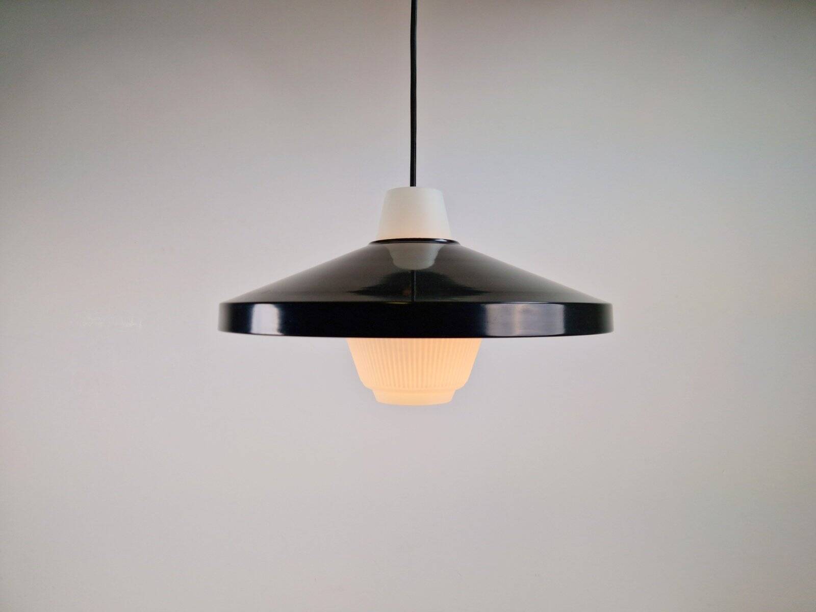 Opaline Glass Pendant Lamp attributed to Louis Kalff for Philips, 1960s