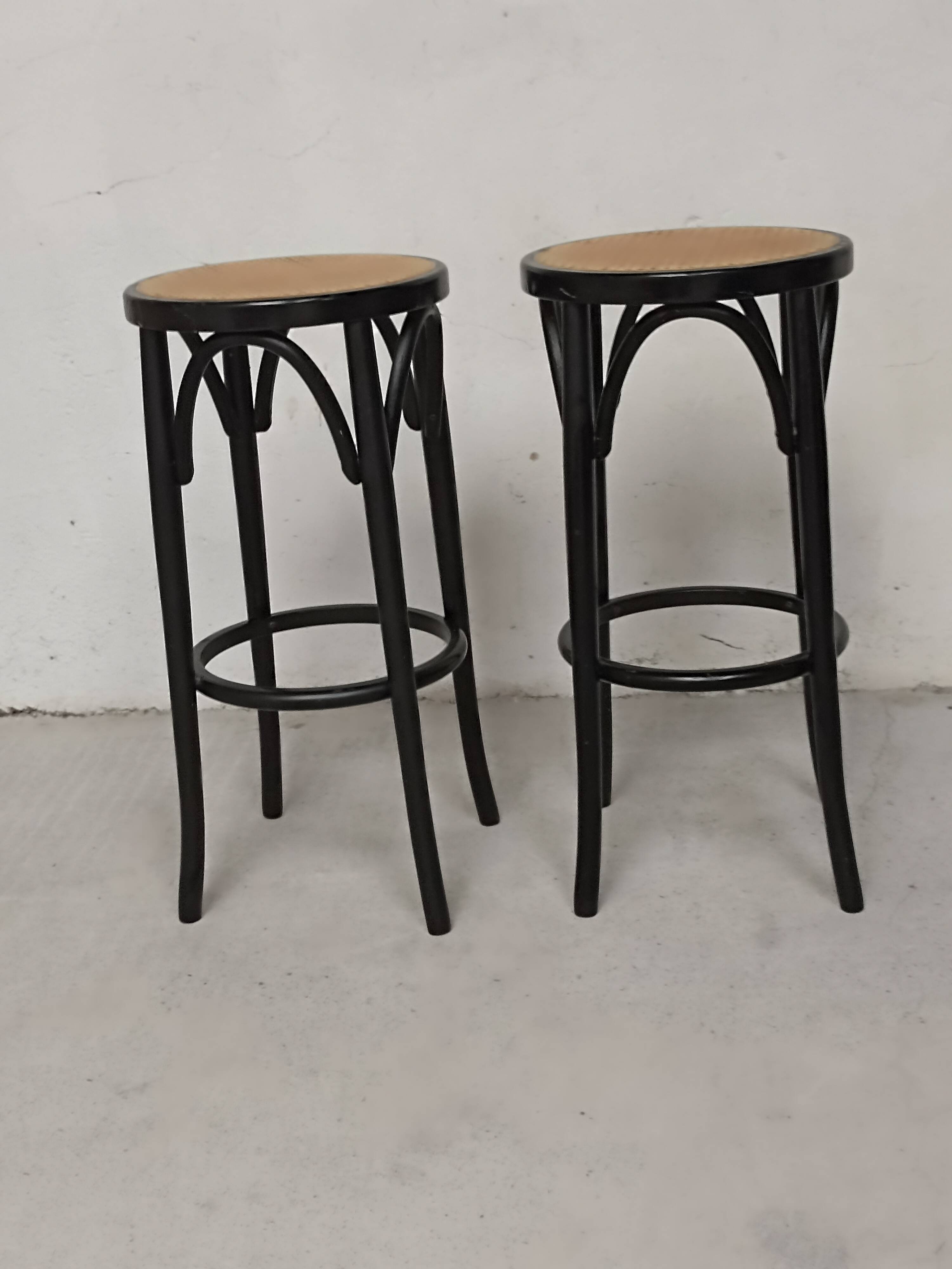 Pair of Thonet cannage style stools