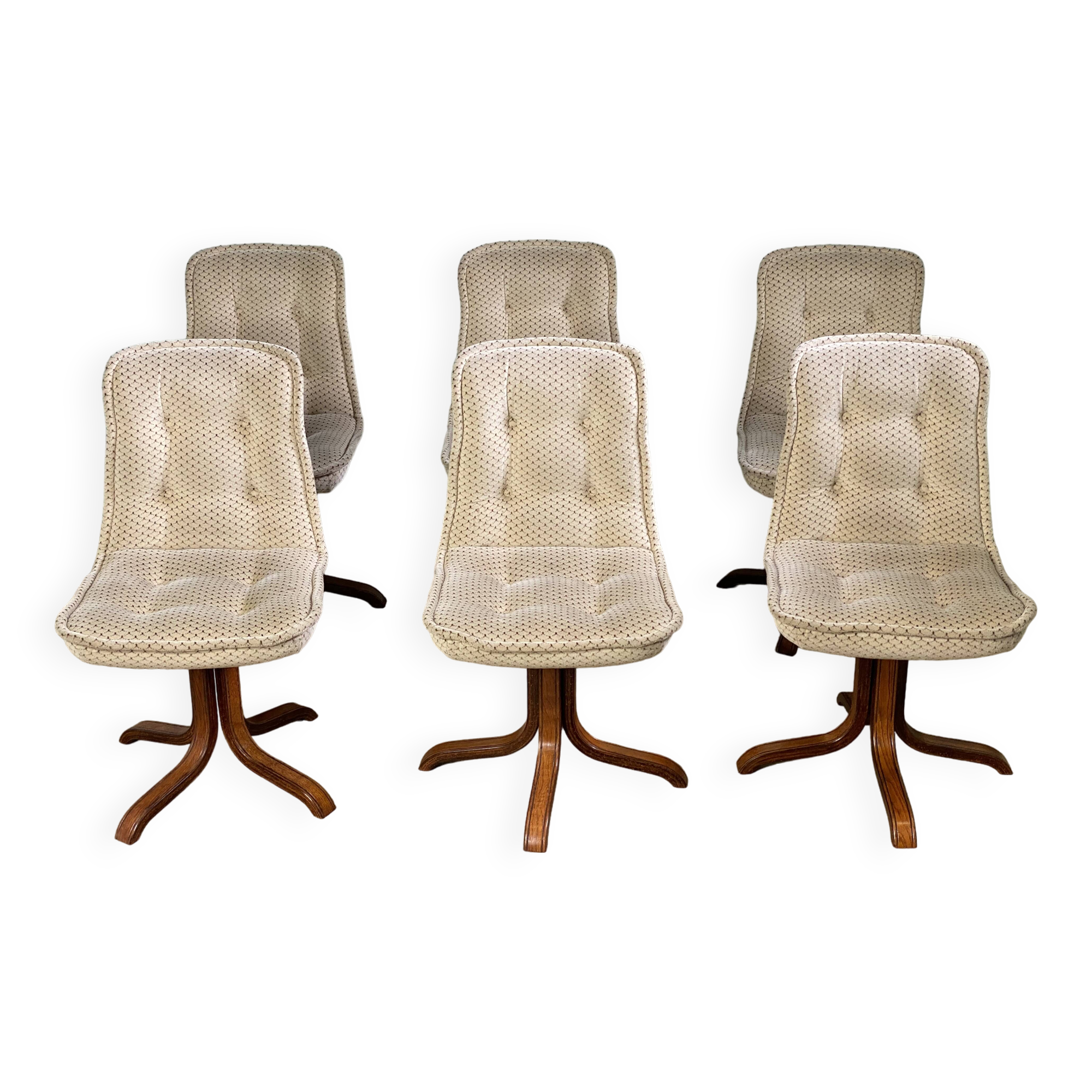 6 Swivel Bucket Chairs Scandinavian Design Vintage 60 70