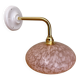 Elbow wall light, vintage glass lampshade from Clichy in pink.