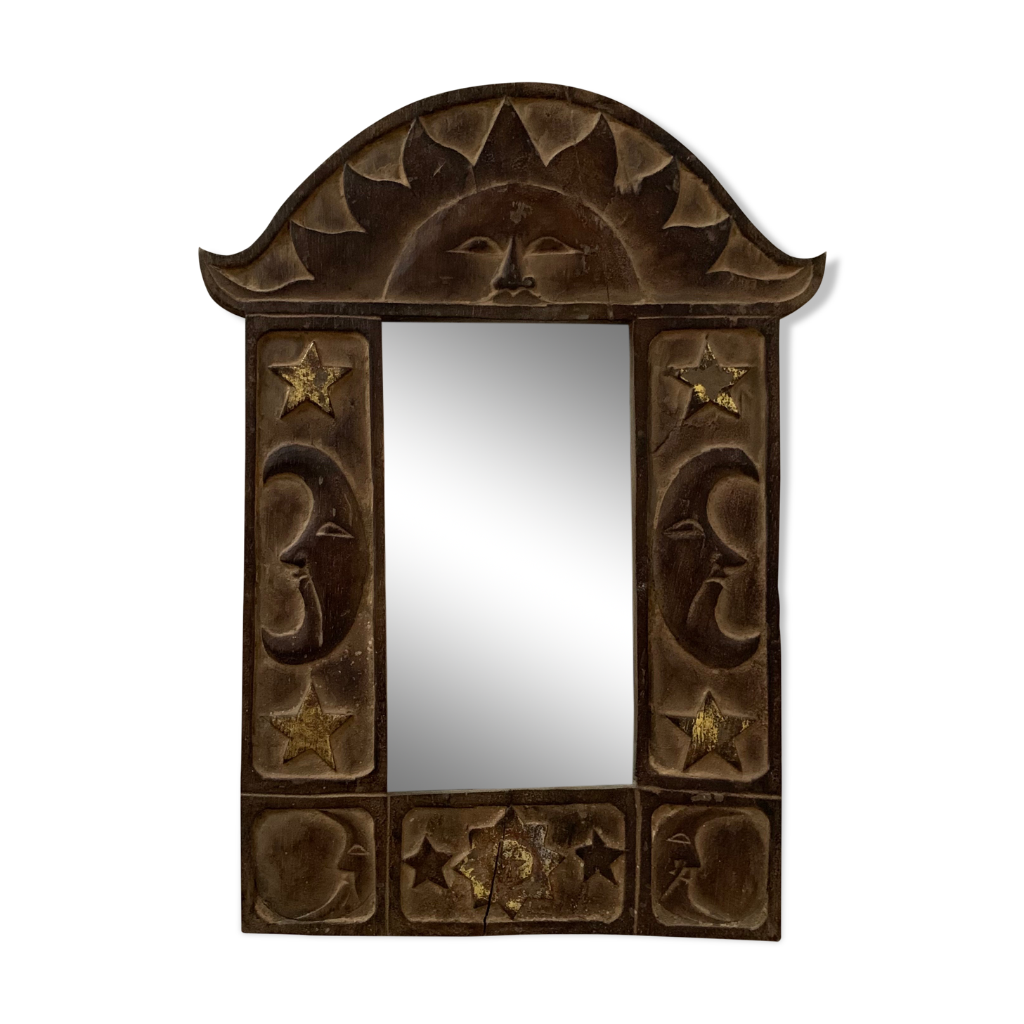 Antique carved wooden mirror