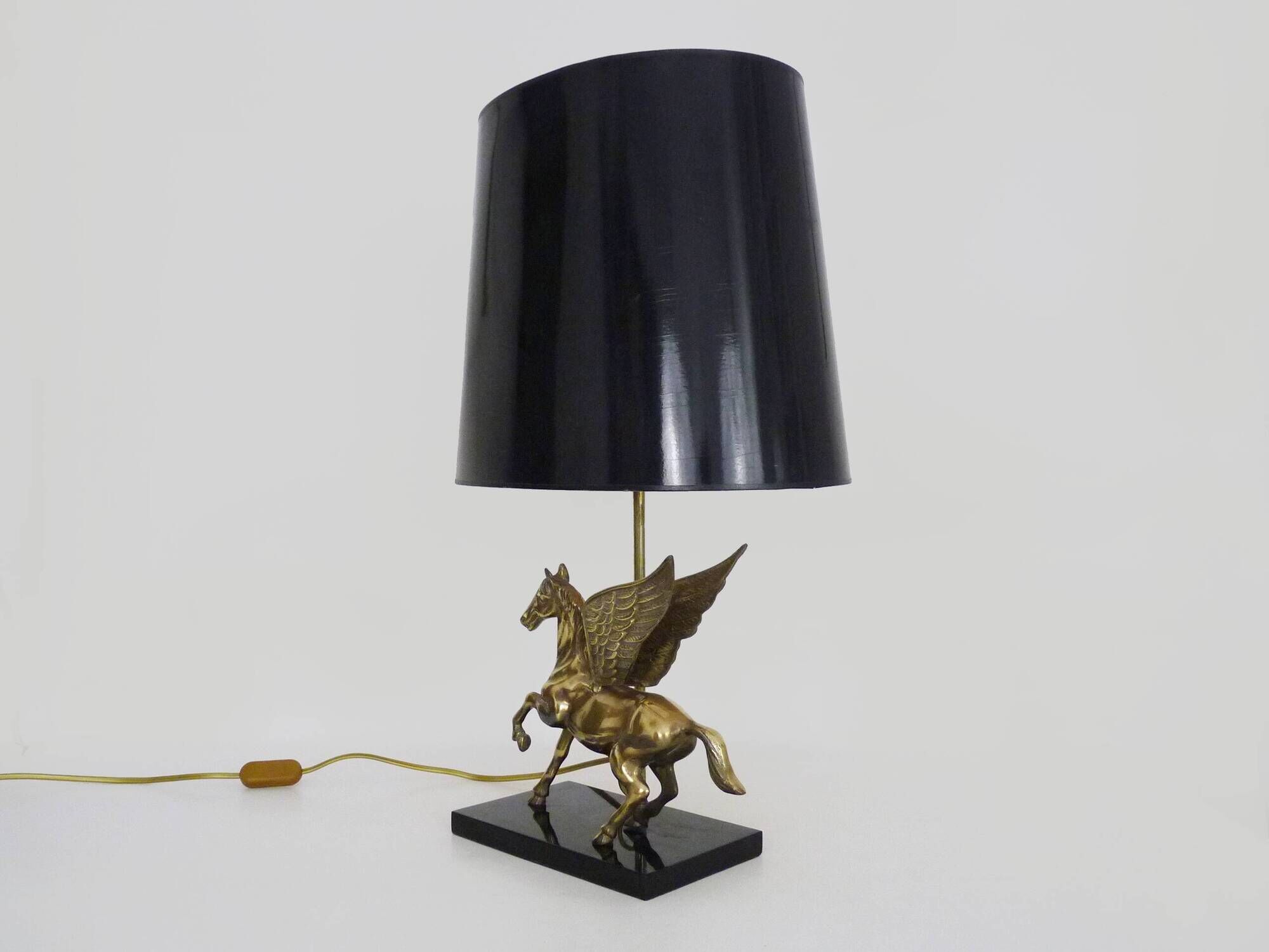 Maison Charles style winged horse desk lamp in vintage brass 1980s