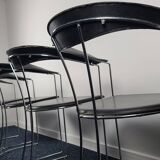 Set of 4 vintage Ursula chairs in black leather, Italian, from Arrben 1980