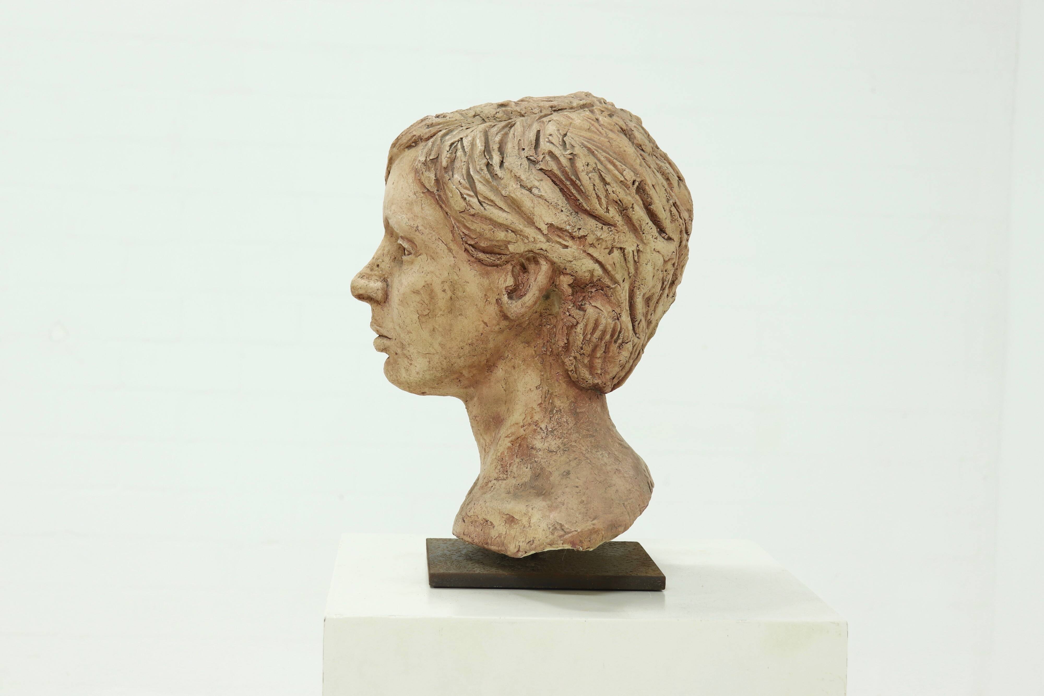 Studio Made Sculpted Woman Buste Portrait Head 1970s
