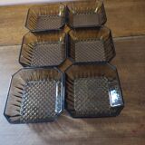 Set of 6 amber glass bowls