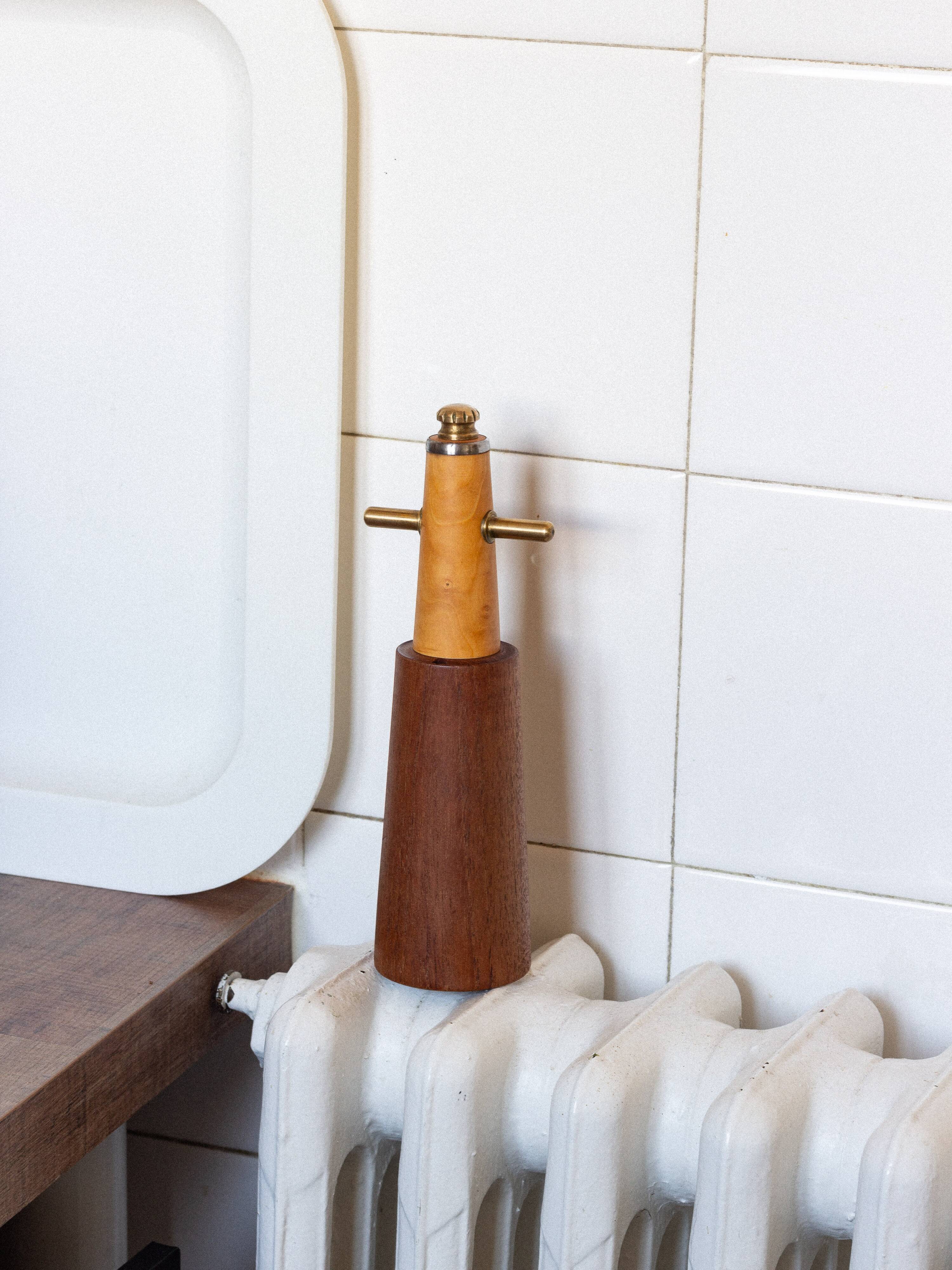 Pepper mill in the shape of a lighthouse or stylized Viking, Denmark, 1960s