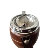 Wood and leather standing ashtray 1970