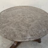 Round Empire style pedestal table in mahogany and marble, 19th century