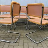 Set of 10 vintage chairs Marcel Breuer cesca b32 wood and skaï 1960