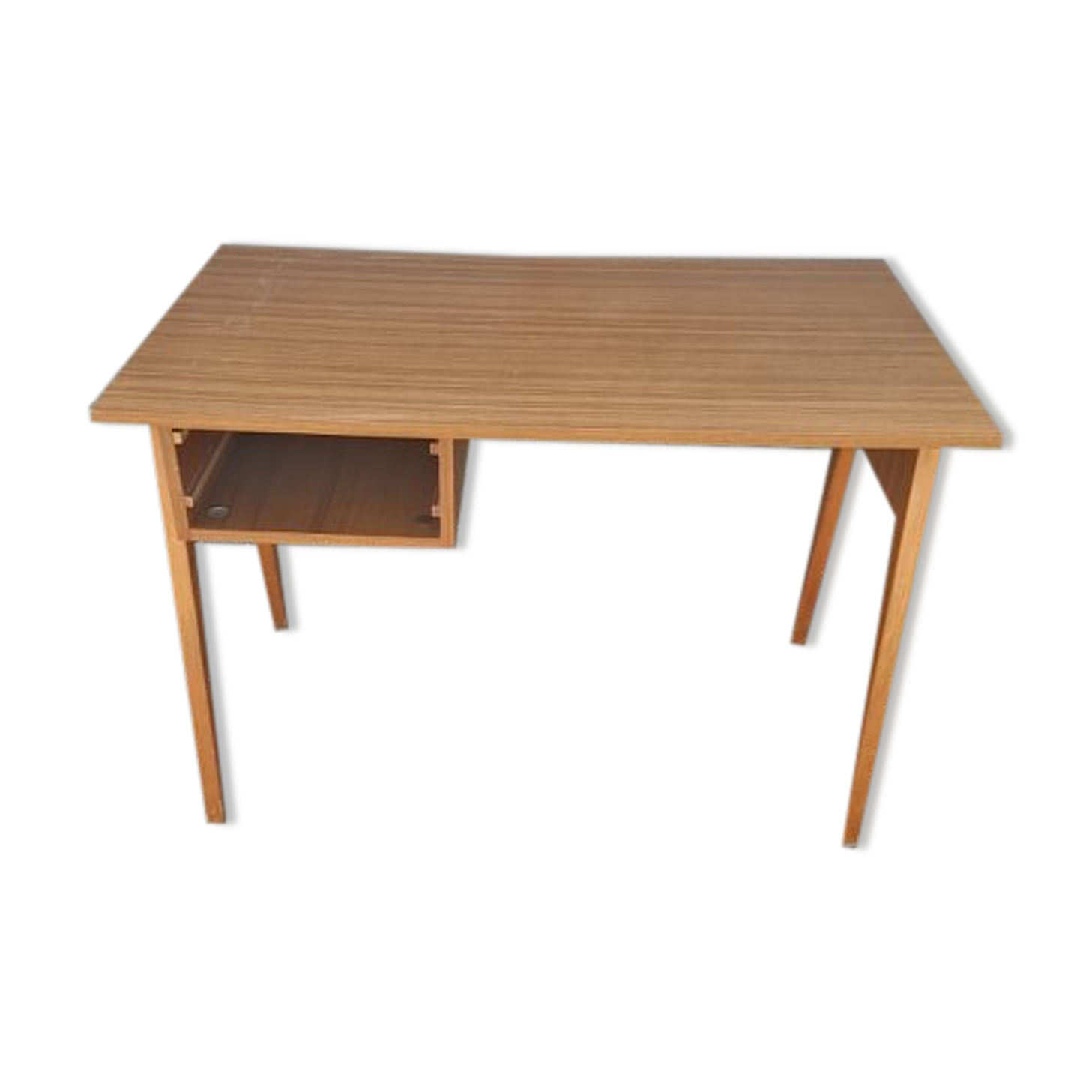 Bureau bois teck scandinave pieds compas vintage