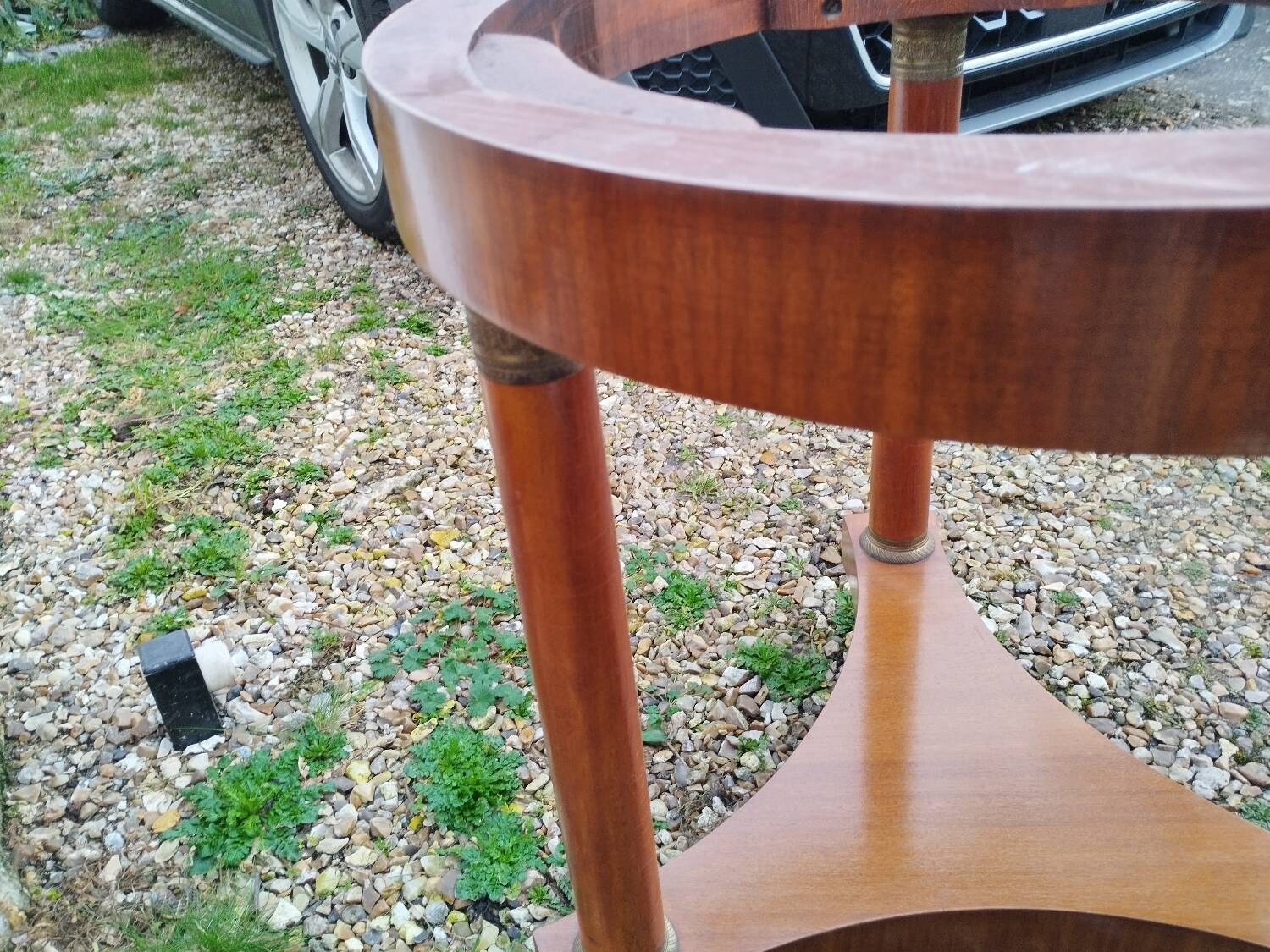 Empire style pedestal table with marble top