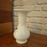 Vintage floral white opaline trumpet vase