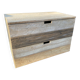 Chest of drawers in cream patinated pine, dark blue, 2 drawers