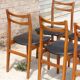 Set of 6 Scandinavian chairs in beech and black skaï, 1960s