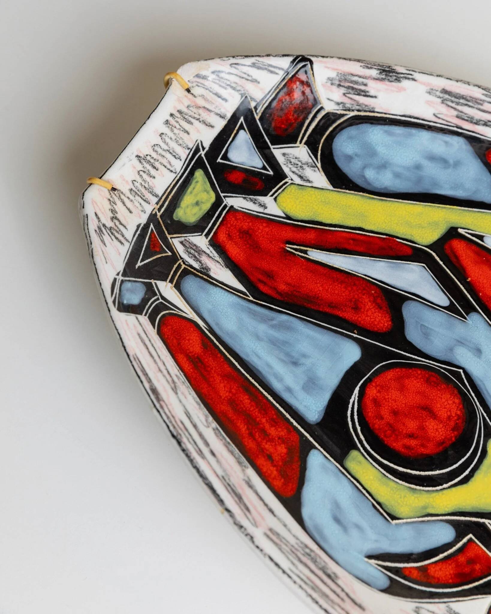 Multicolor Hand-Painted Ceramic Wall Plate, Vintage Studio, Italian 1970s Mid-Century Design