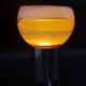 Old candle lamp perfume burner design 1970 in aluminum and pop art glass
