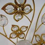 Vintage table lamp, golden structure with crystals.