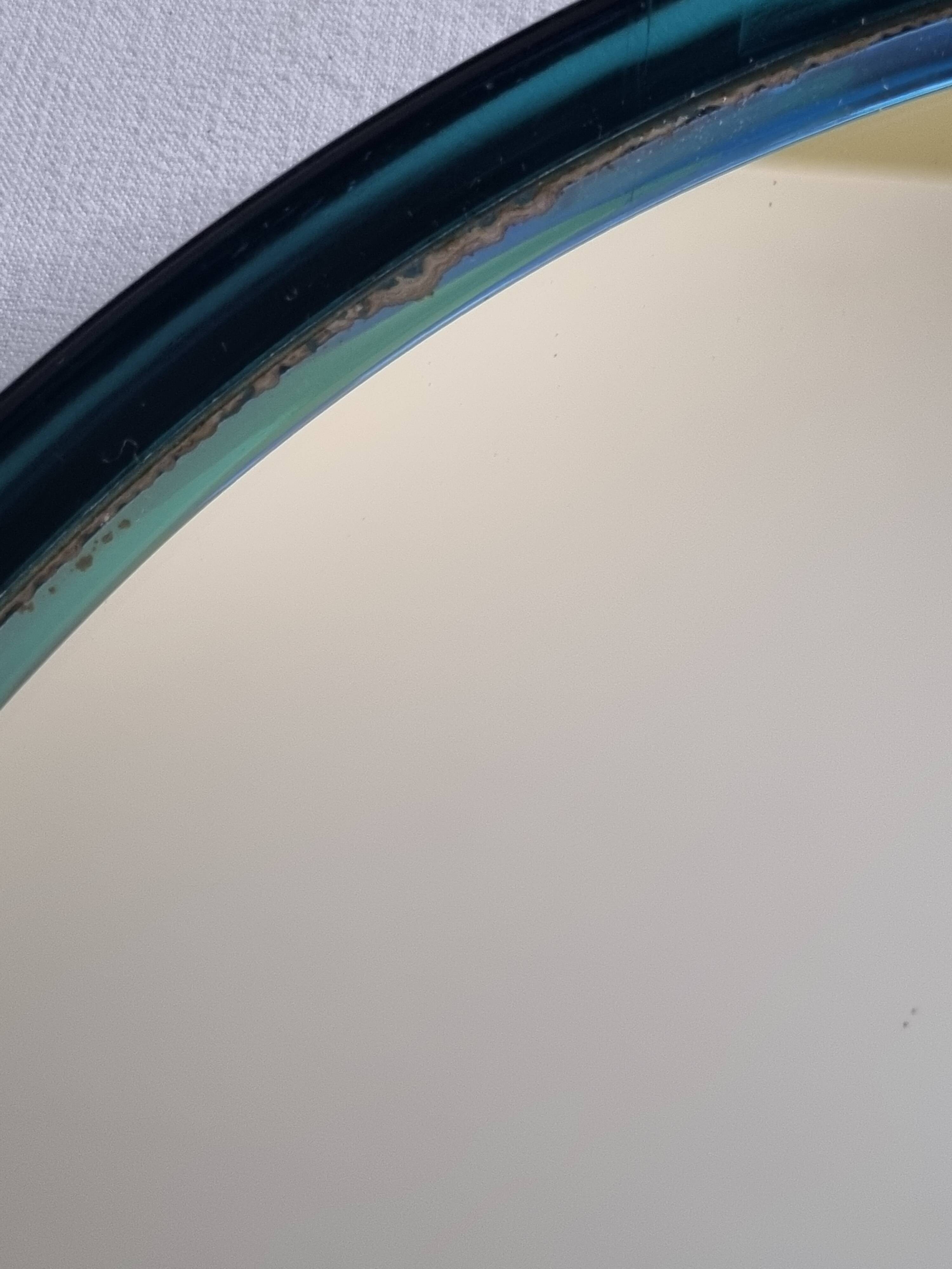 Syla 710 Blue Round Cap Mirror, 1970s, 47 cm