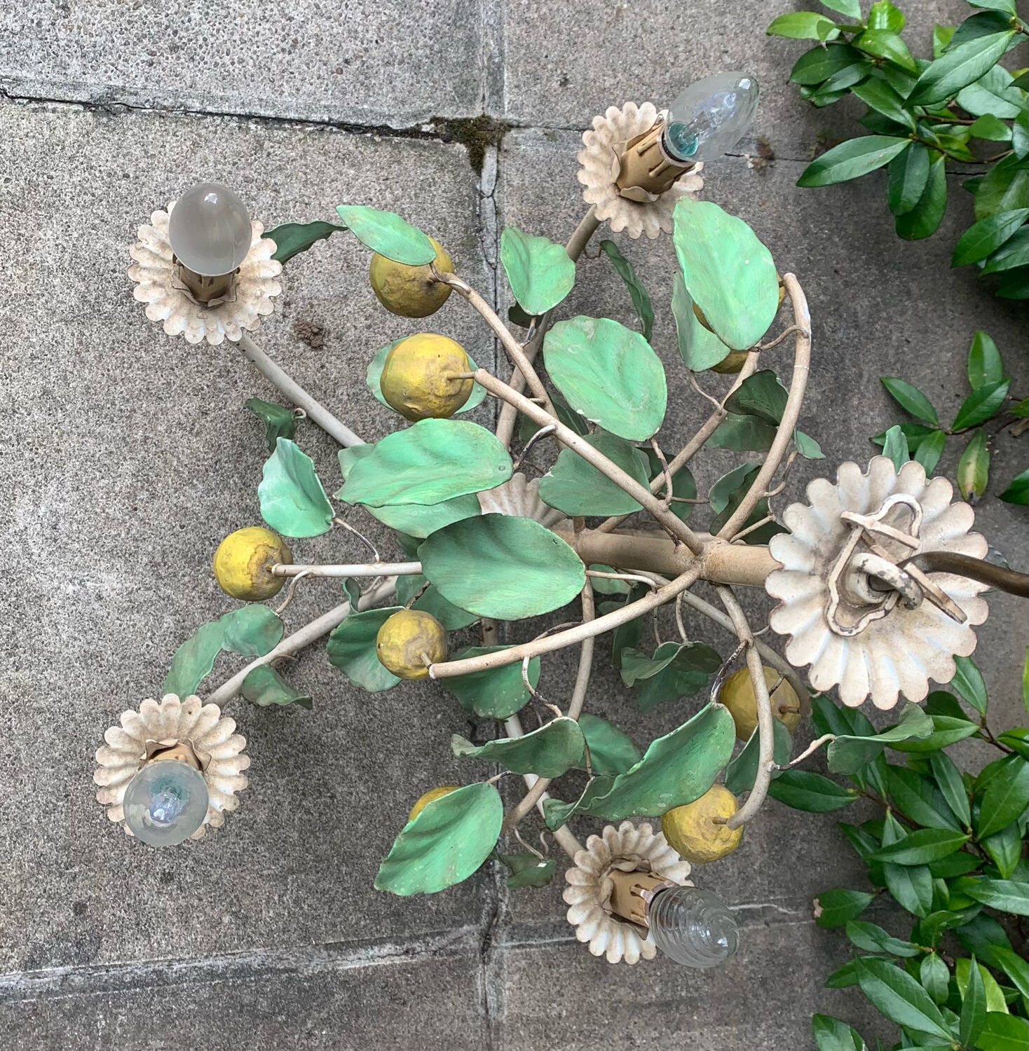 Painted metal chandelier