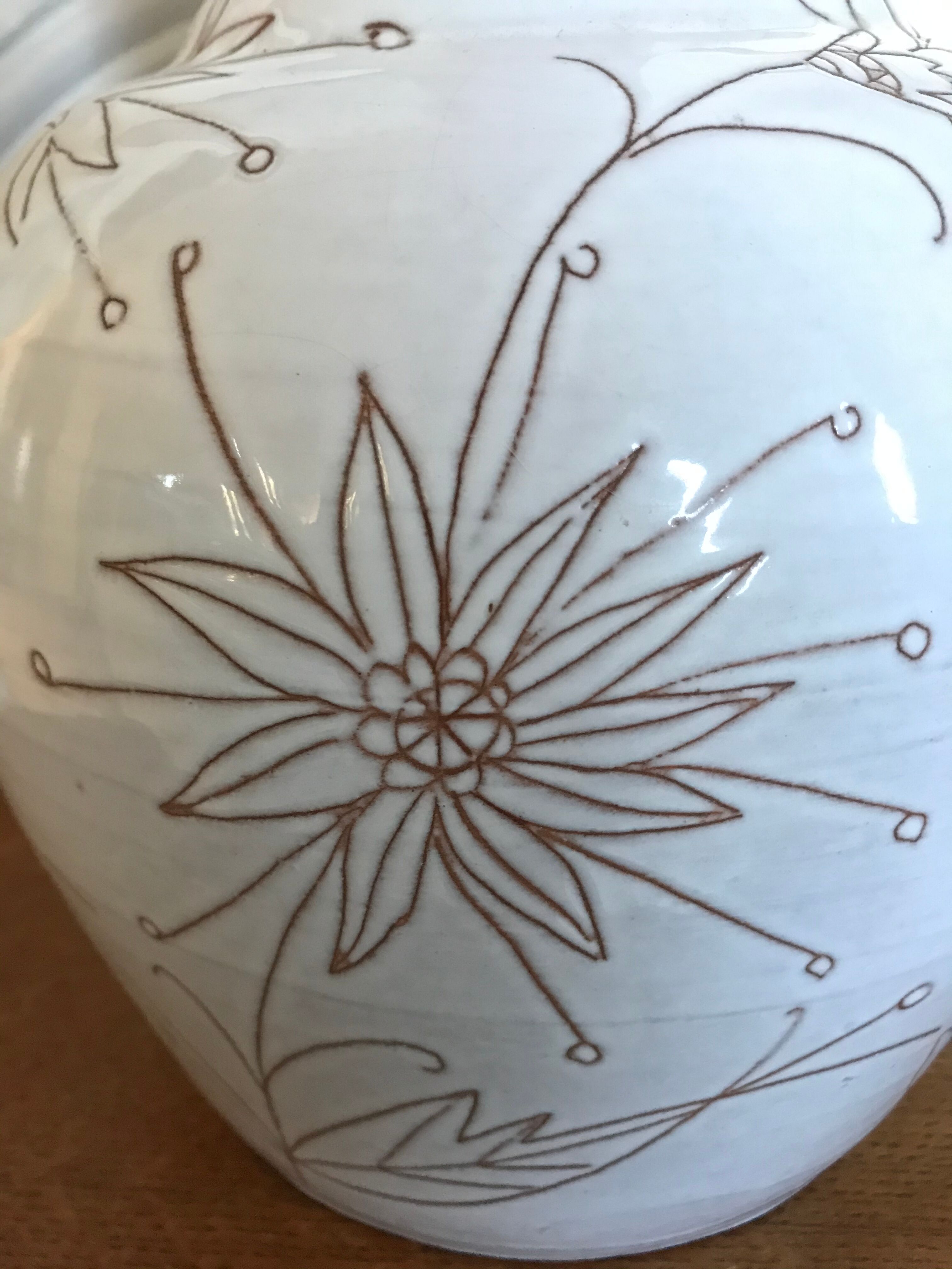 Vintage enamelled ceramic lamp base