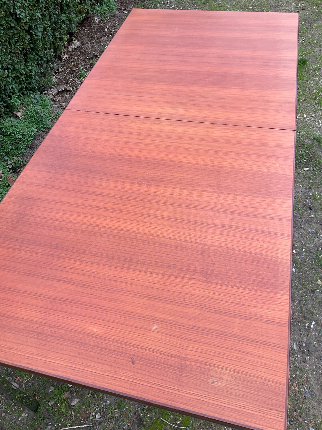 Vintage teak and chrome metal dining table