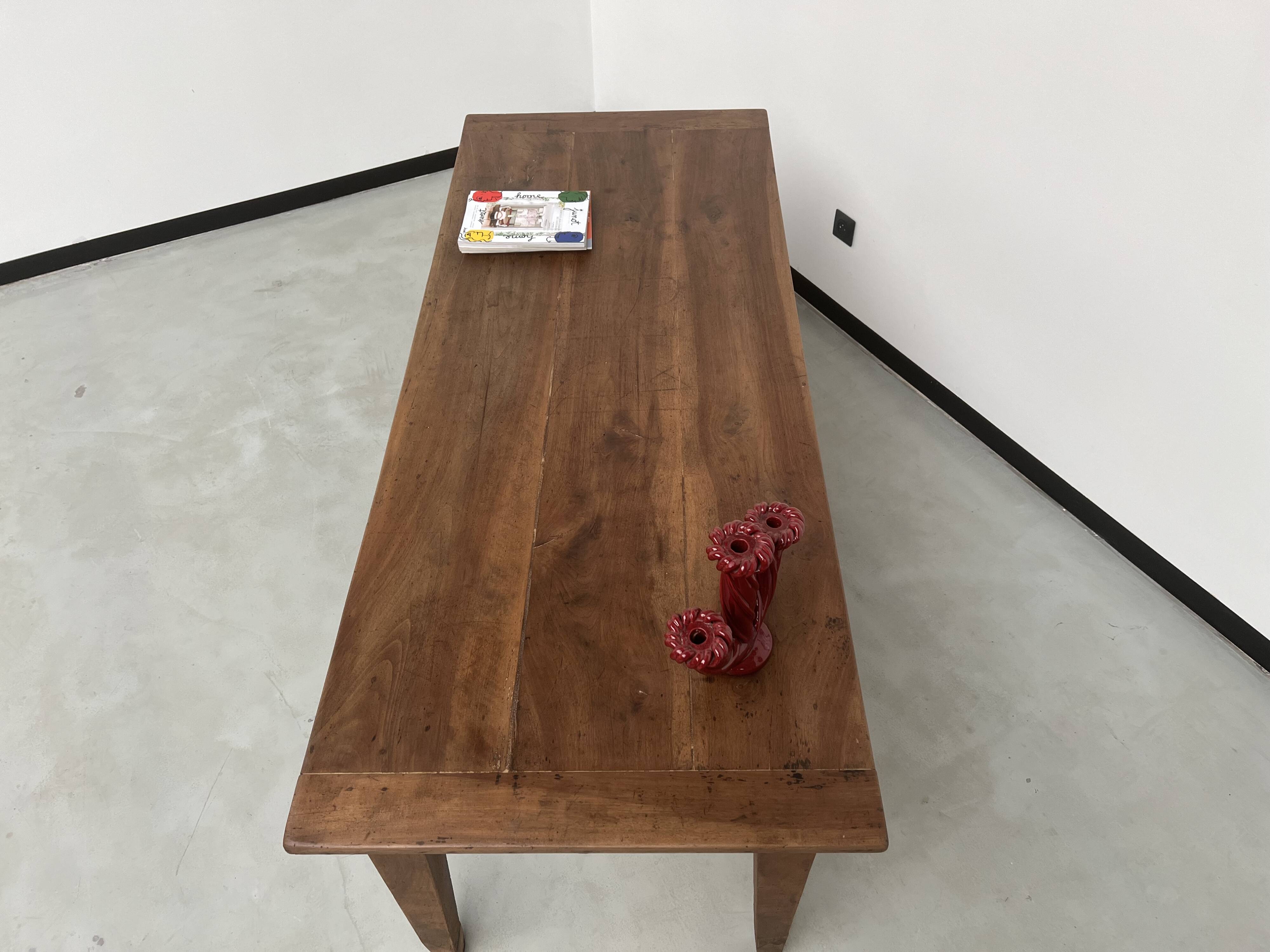 Solid walnut farmhouse table with spindle legs