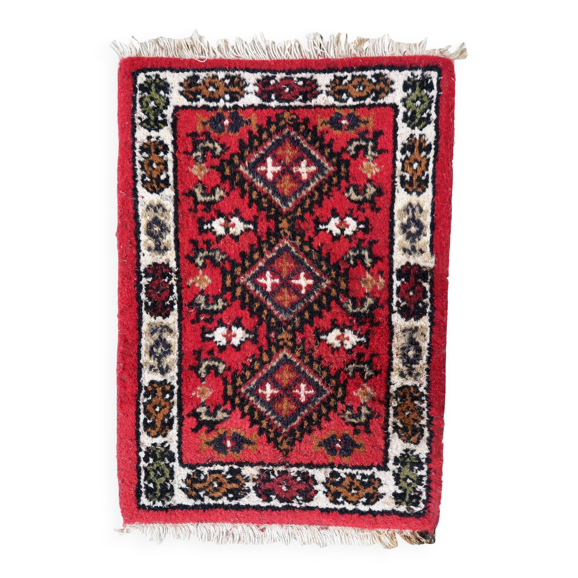 Tapis vintage du Moyen-Orient Hamadan fait main en laine – 40 x 56 cm