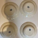 Set of 4 hollow plates, insect and fruit decorations, Manufacture Choisy le Roi, Terre de fer