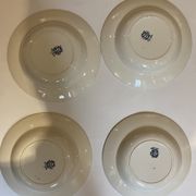 Set of 4 hollow plates, insect and fruit decorations, Manufacture Choisy le Roi, Terre de fer
