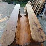 Antique farmhouse table in solid cherry wood with its 2 benches