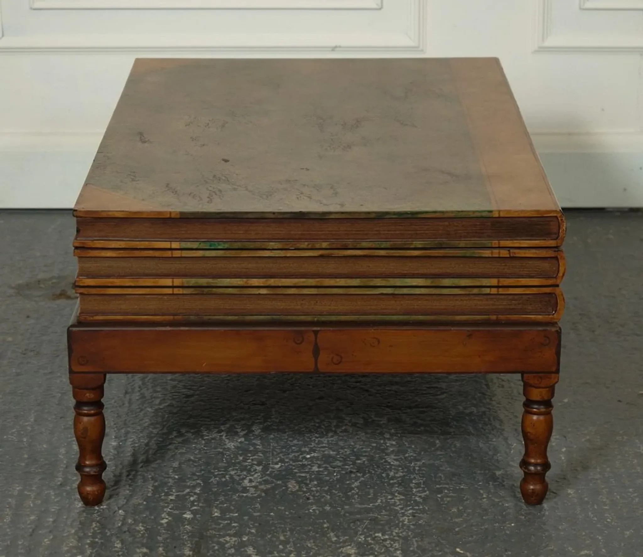 Vintage Coffee Table in Faux Leather with Internal Storage for Books