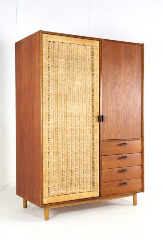 Sebastian Muggenthaler wardrobe - teak & Wicker - rare mid century design