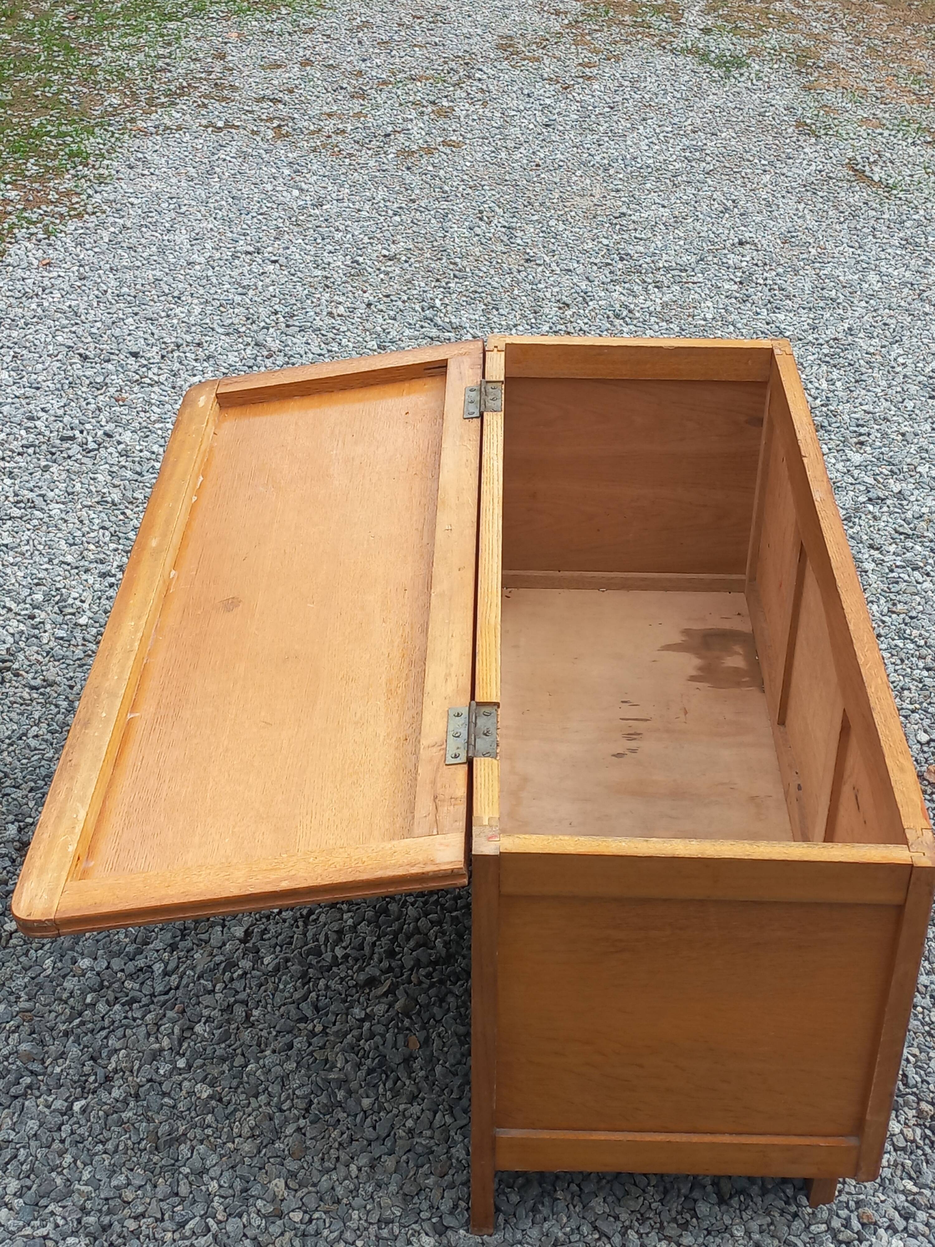 Vintage 1950s oak chest with compass feet