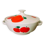 German Red Apple Print Porcelain Soup from Colditz GDR