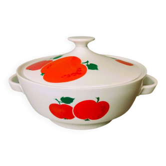German Red Apple Print Porcelain Soup from Colditz GDR