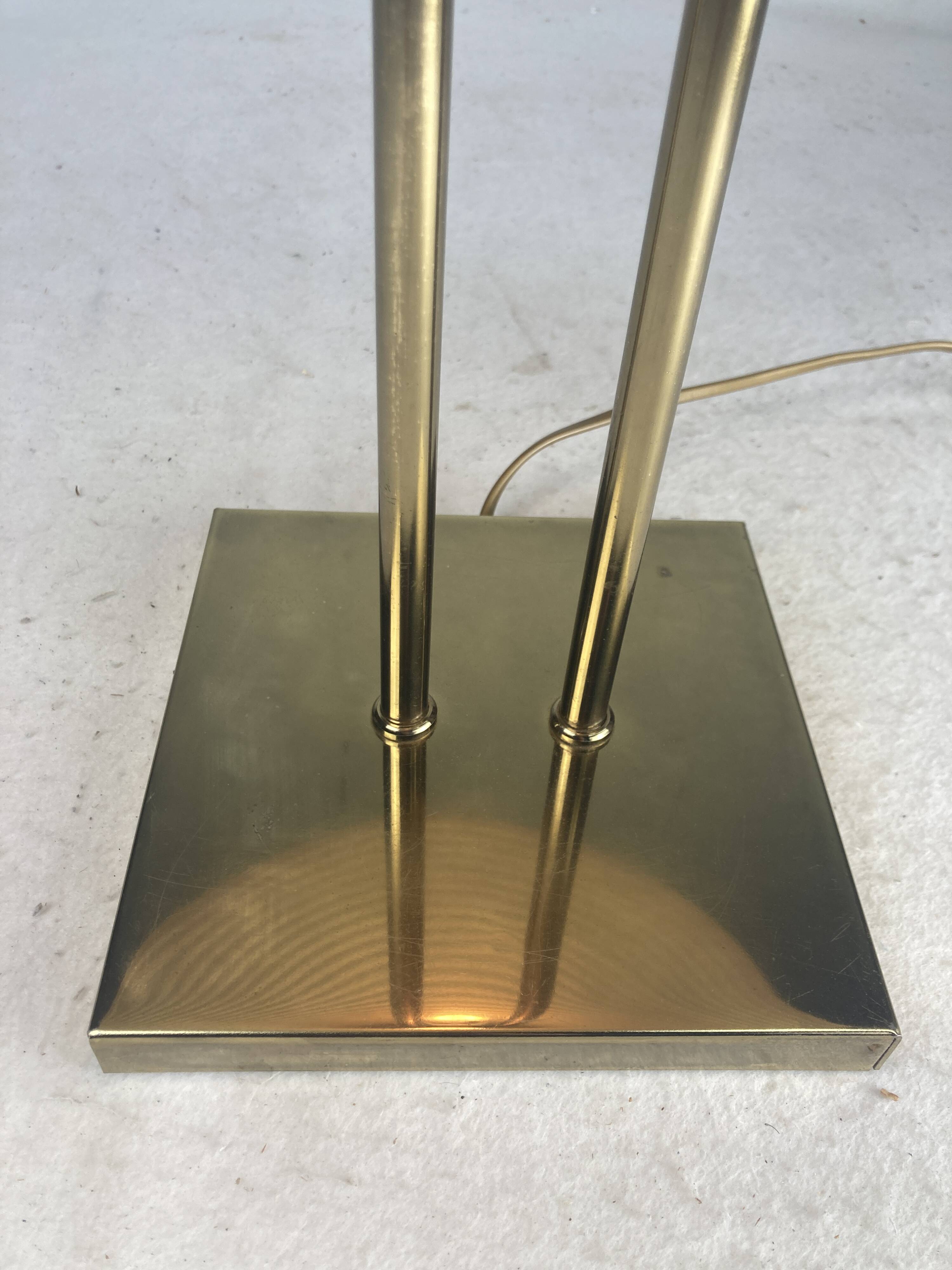 Brass and pencil reed rattan table lamp, Italy 1970s