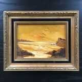 Tableau couché de soleil marin