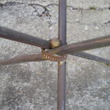 Table basse ronde tripode en laiton et verre 1970