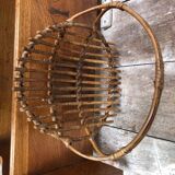 Old rattan picking basket vintage wood garden
