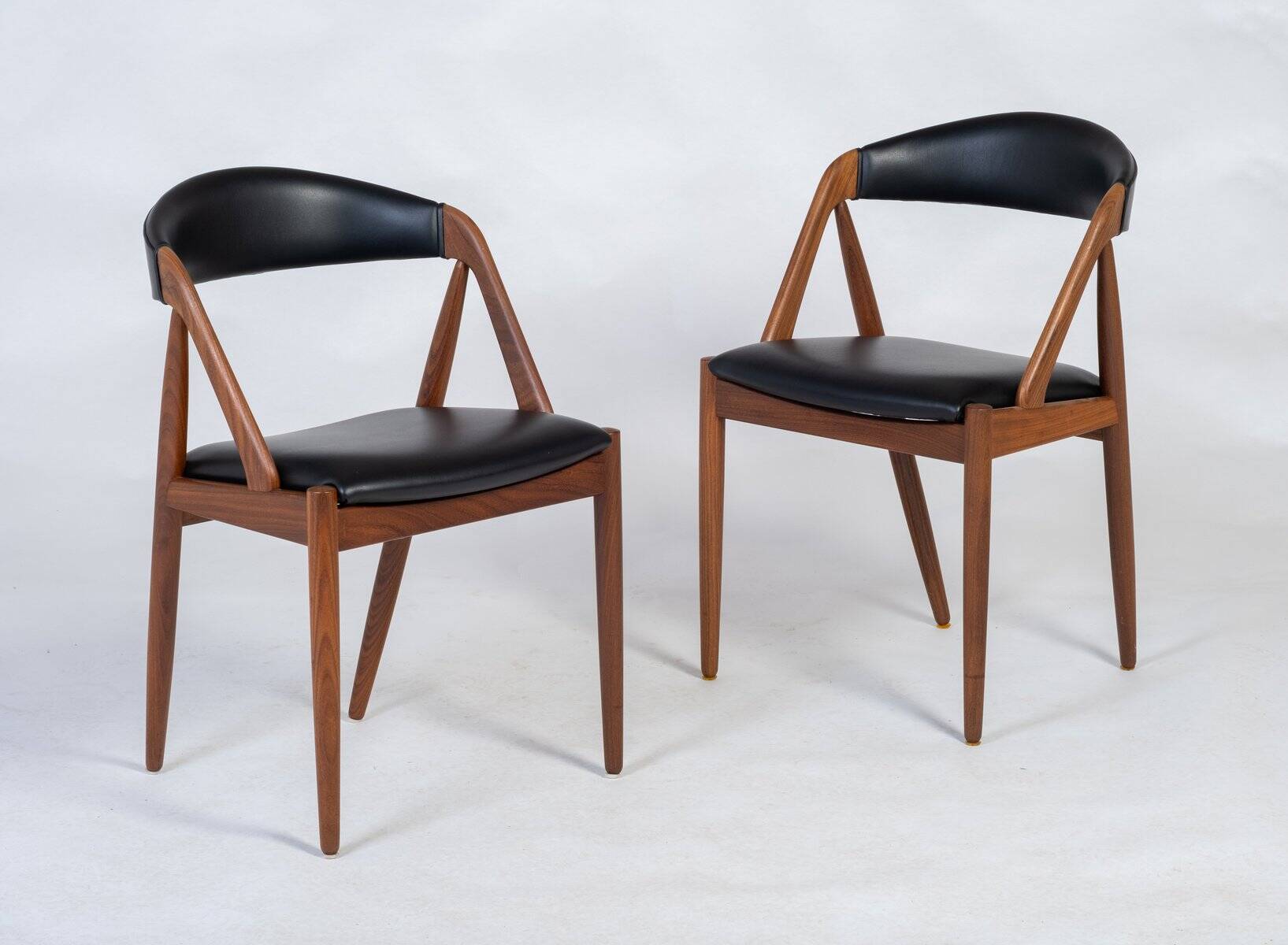 Leather Chairs in Teak by Kai Kristiansen, Denmark, 1960s, Set of 2