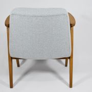 Vintage armchair model 366, fully renovated, designed by J. Chierowski, blue-grey fabric, teak wood