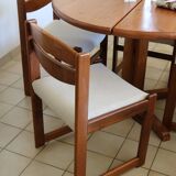 4 vintage brutalist chairs, reupholstered in cotton/linen.