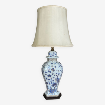 Lampe de salon en porcelaine époque XIXe décors fait mains, doubles éclairages