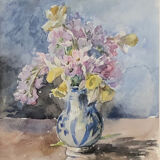 Watercolor bouquet , anonymous XXth