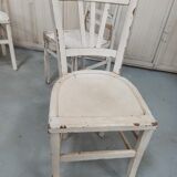 4 patinated white bistro chairs