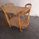 Vintage rattan serving trolley