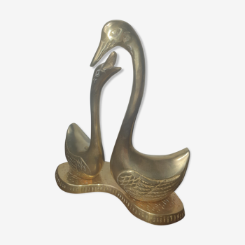 Couple of brass swans